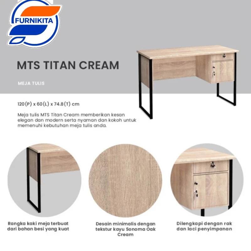 Meja Kantor - MTS TITAN CHERRY / CREAM