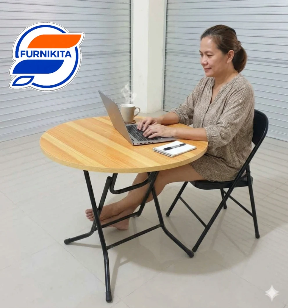 Meja Makan Lipat Bulat - V3
