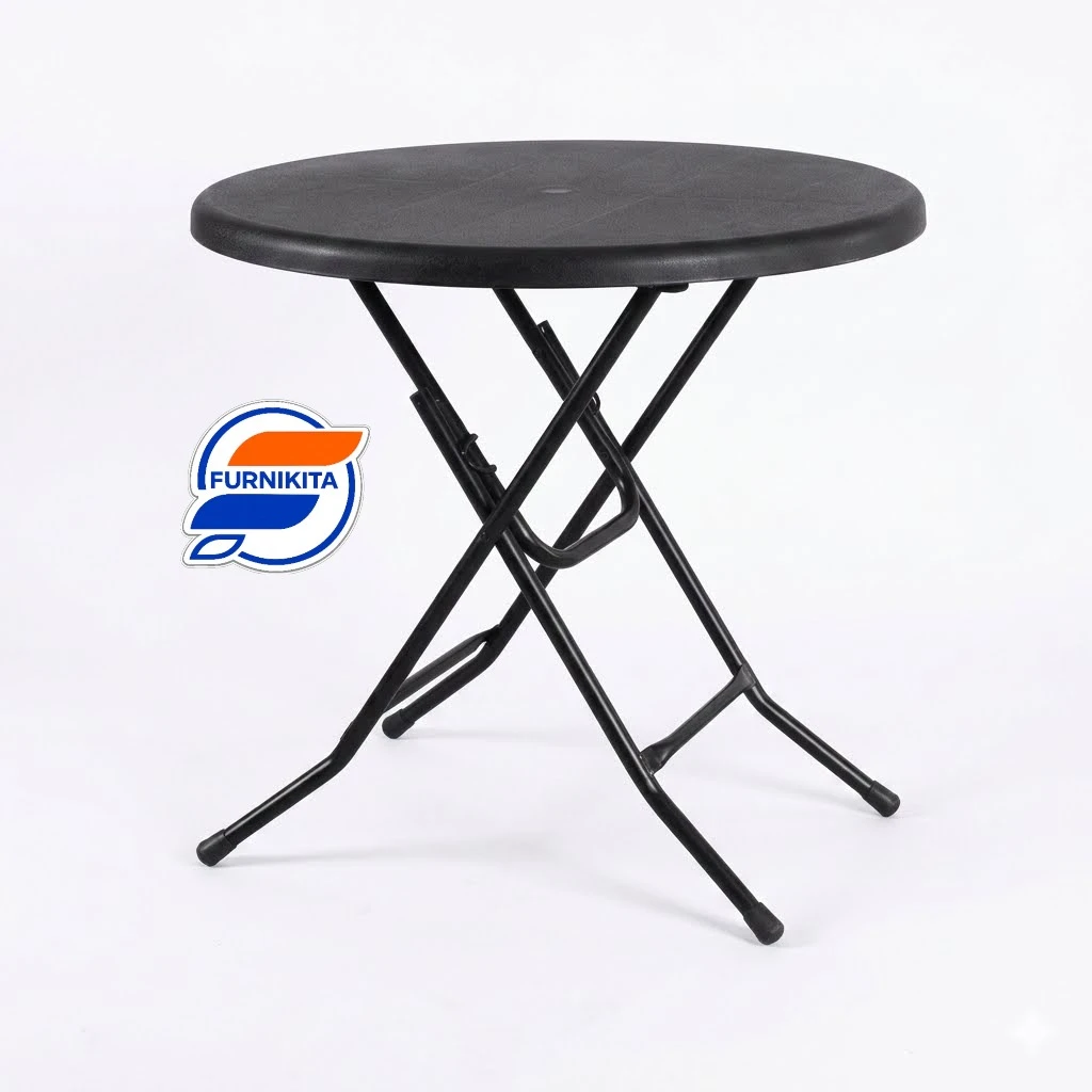 Meja Makan - ODT + Kaki Lipat Round