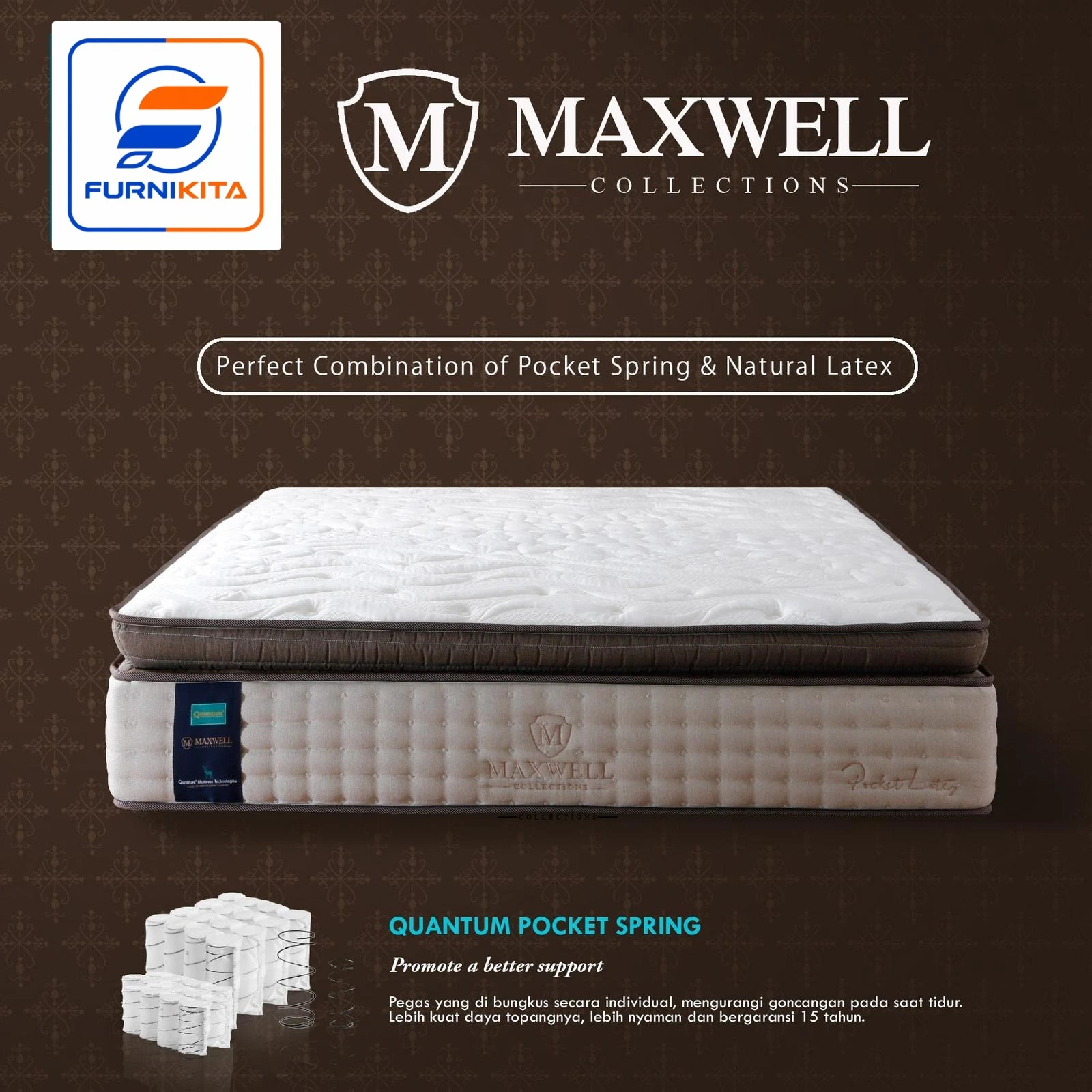Quantum Kasur Maxwell Halton Pocket Latex Pillowtop