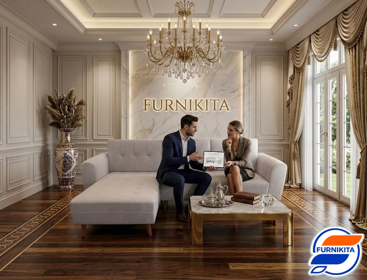 Sofa L Minimalis Modern Desain Retro / Skandinavia